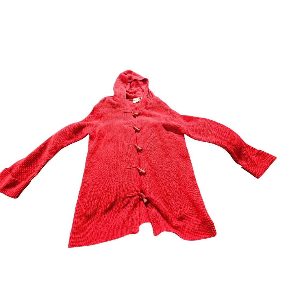 Russ Red Cardigan Sweater with Hood Large W Peg Buttons